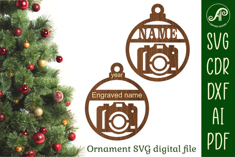 Camera Christmas Ornament SVG laser cut SVG APInspireddesigns 