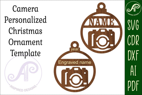 Camera Christmas Ornament SVG laser cut SVG APInspireddesigns 