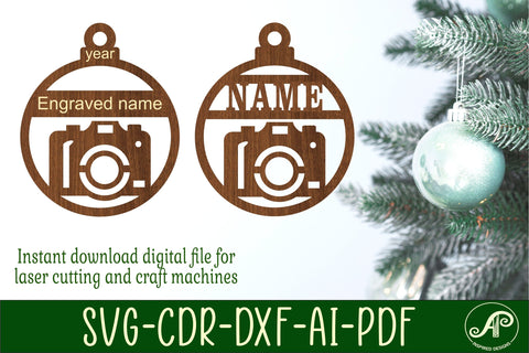 Camera Christmas Ornament SVG laser cut SVG APInspireddesigns 