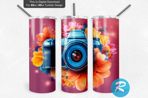 Camera Flower 20 oz / 30 oz Skinny Tumbler Sublimation Regulrcrative 