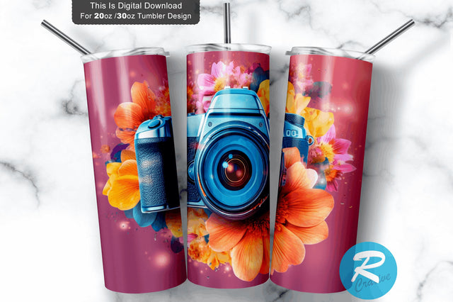 Camera Flower 20 oz / 30 oz Skinny Tumbler Sublimation Regulrcrative 