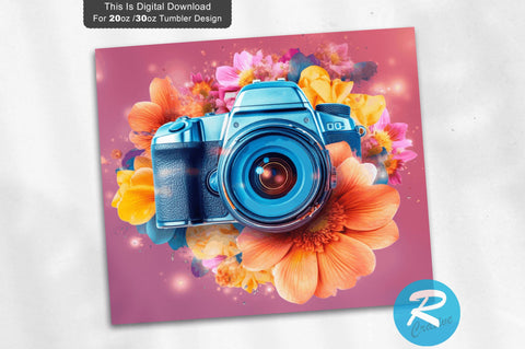 Camera Flower 20 oz / 30 oz Skinny Tumbler Sublimation Regulrcrative 