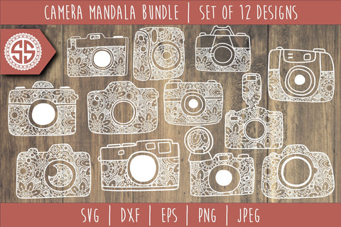 Camera Mandala Zentangle Bundle - Set of 12 SVG SVG SavoringSurprises 