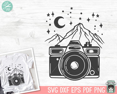 Camera SVG, Adventure SVG, Photography SVG, Photographer svg, Mountains svg, Camping svg, Hiking svg, Night Sky svg, Camera Clipart SVG Wild Pilot 