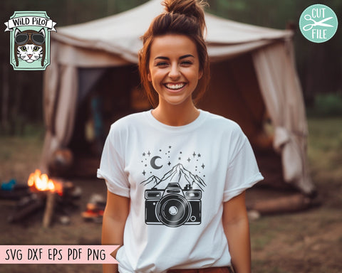 Camera SVG, Adventure SVG, Photography SVG, Photographer svg, Mountains svg, Camping svg, Hiking svg, Night Sky svg, Camera Clipart SVG Wild Pilot 