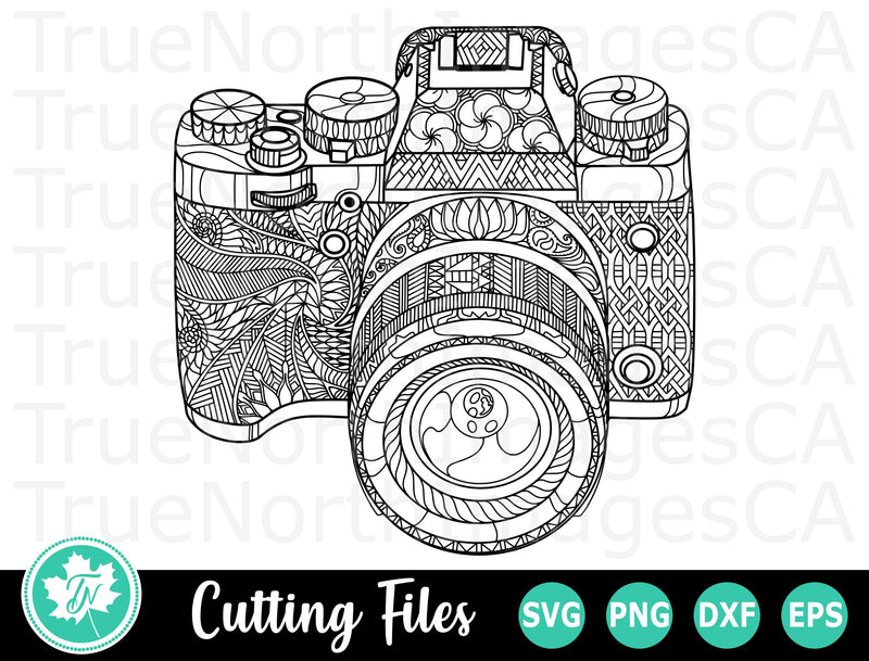 Camera SVG | Zentangle SVG | Mandala SVG - So Fontsy