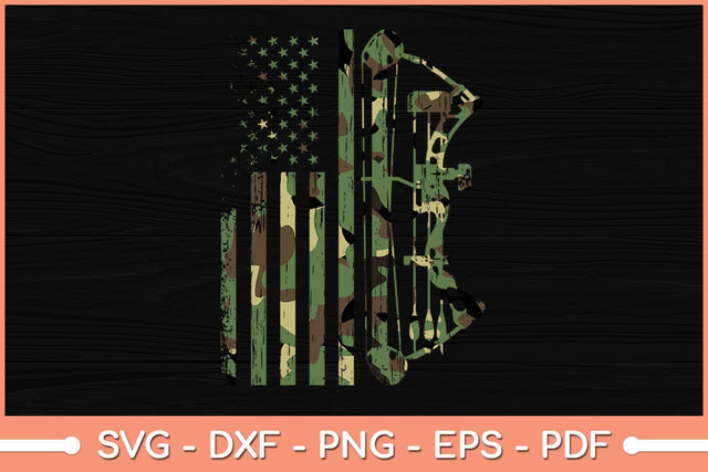 Camo American Flag Bowhunting Bow Archery Deer Hunting Svg File SVG Helal 