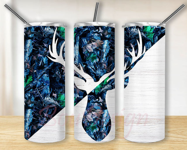 Camo Camp Deer 20 oz Skinny Tumbler Camp Deer Camo and Wood Sublimation Design Digital Download PNG Sublimation BouDesign 