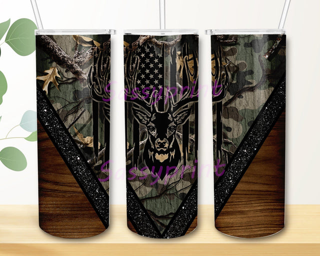 Camo Deer Hunting 20oz Skinny Tumbler Png, Hunting Tumbler Designs Bundle, Wood Sublimation Tumbler, Deer Hunting Tumbler, Coffee Tumbler Sublimation sassyprint 