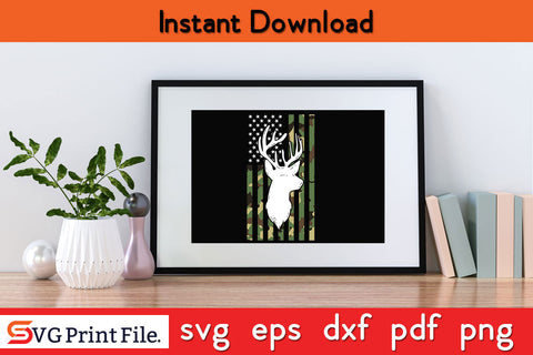 Camouflage American Flag Deer Hunting SVG PNG Cut Files SVG SVG Print File 