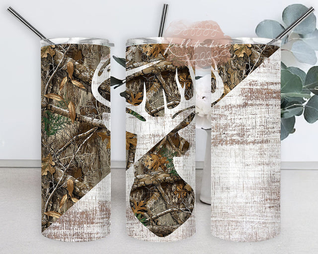 Camp Deer Camo and Wood Tumbler Design, Deer Camo 20oz Skinny Tumbler, Camo Tumbler Wrap, Deer Sublimation Design, Digital Download Sublimation Rabbitmakies 