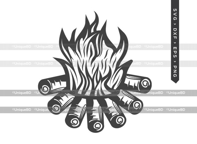 Camp Fire SVG Cut File | Fire Svg | Flame Svg | Fire Pit Svg | Bonfire Svg | Campfire Silhouette | Camping Svg | Dxf | Eps | Png | Cut File SVG ETC Craft 