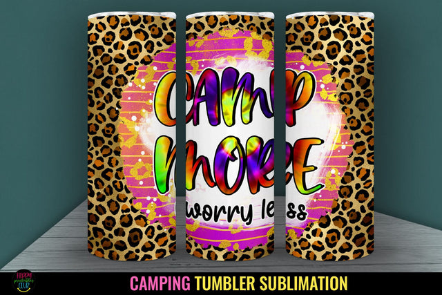 Camp More I Camping Tumbler Sublimation I 20 Oz Tumbler Wrap Sublimation Happy Printables Club 