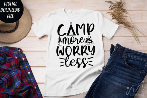 Camp more worry less svg, Camping t shirt svg, Happy camping cricut, camp life svg SVG Isabella Machell 