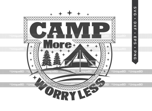 Camp More Worry Less SVG Cut File | Camping Svg | Pine Tree Svg | Hiking Svg | Mountains Svg | Adventure Svg | Outdoor Quotes | T-shirt Design SVG ETC Craft 