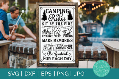 Camp Rules Rustic Sign SVG SVG Pickled Thistle Creative 