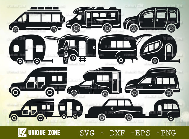 Camper Car SVG Bundle, Camper Van Svg, Travel Van Svg, Camper Svg, Travel Svg, Travel Trailer Svg, Camp Life Svg, Caravan Svg, Camper Van Silhouette, SVG Unique Zone 
