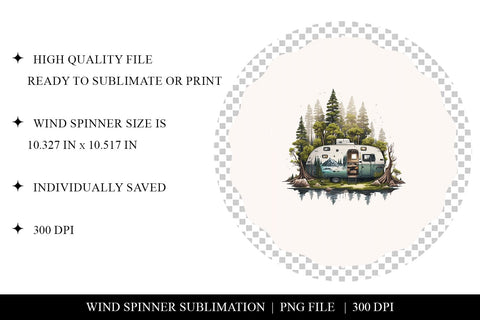 Camper in the Woods Wind Spinner Sublimation PNG Sublimation BijouBay 