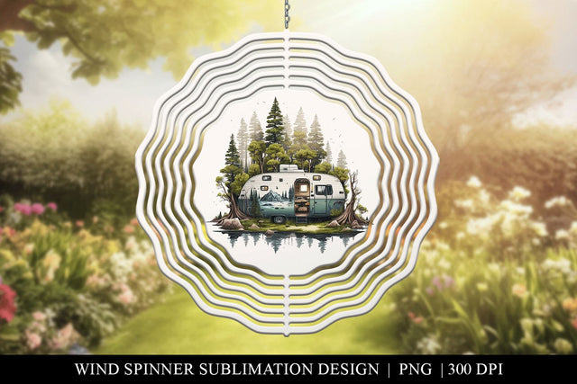 Camper in the Woods Wind Spinner Sublimation PNG Sublimation BijouBay 
