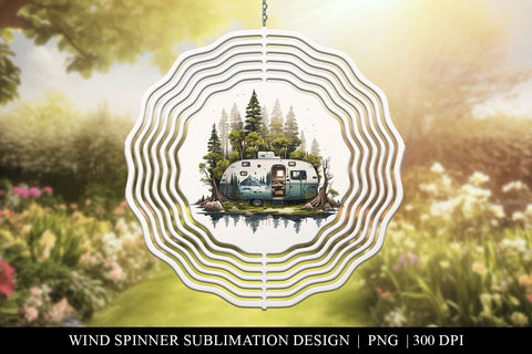 Camper in the Woods Wind Spinner Sublimation PNG Sublimation BijouBay 