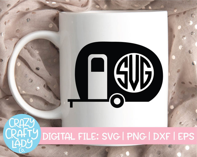 Camper Monogram Frame | Camping SVG Cut File SVG Crazy Crafty Lady Co. 