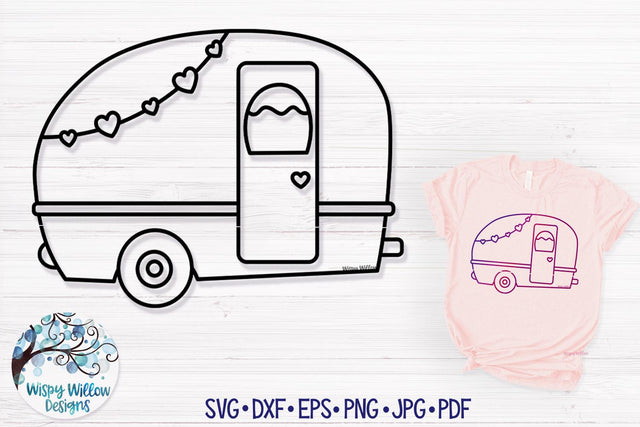 Camper Outline SVG SVG Wispy Willow Designs 