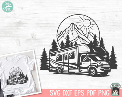 Camper SVG file, Camper cut file, Camping svg, Camping Scene svg, Adventure svg, Mountain Scene svg, Camper Patch svg, Camping cut file SVG Wild Pilot 