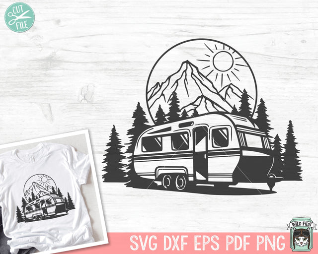 Camper SVG file, Camper cut file, Camping svg, Camping Scene svg, Adventure svg, Mountain Scene svg, Camper Patch svg, Camping cut file SVG Wild Pilot 