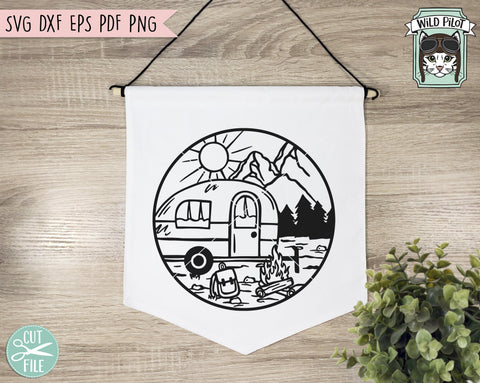 Camper SVG file, Camper cut file, Camping svg, Camping Scene svg, Mountain Scene svg, Camper Patch svg, Camping cut file, Diamond, Circle SVG SVG Wild Pilot 