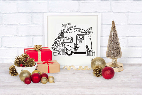 Camper SVG with Christmas Tree and Gifts, Christmas SVG Camper Van, Camping SVG. SVG Elinorka 