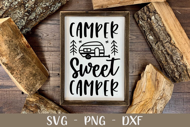 Camper Sweet Camper | Camping Sign SVG Cut File SVG Shine Green Art 