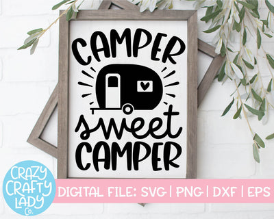 Camper Sweet Camper | Camping SVG Cut File SVG Crazy Crafty Lady Co. 