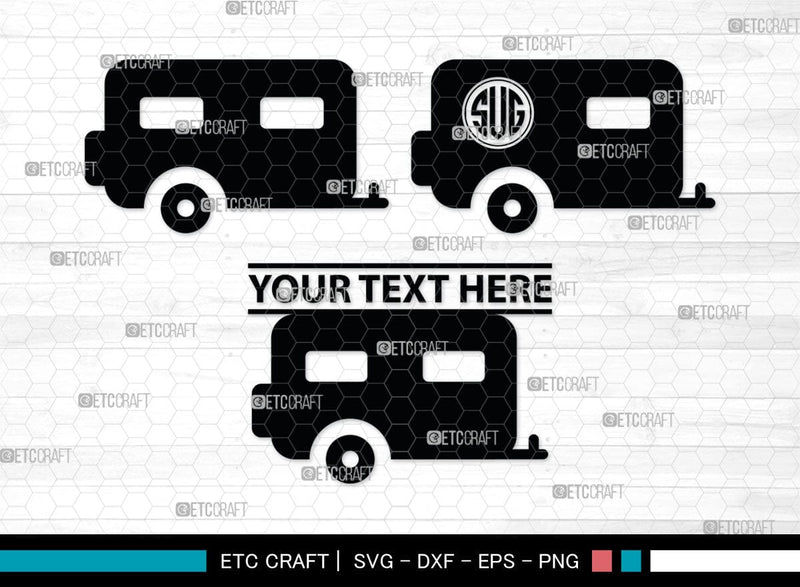 Camper Van Monogram, Camper Van Silhouette, Camper Van SVG, Travel Van ...
