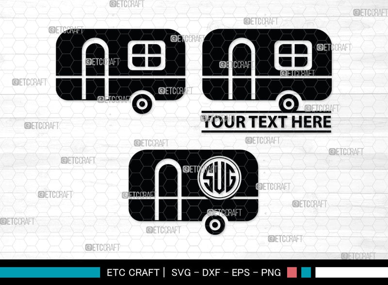 Camper Van Monogram, Camper Van Silhouette, Camper Van SVG, Travel Van ...