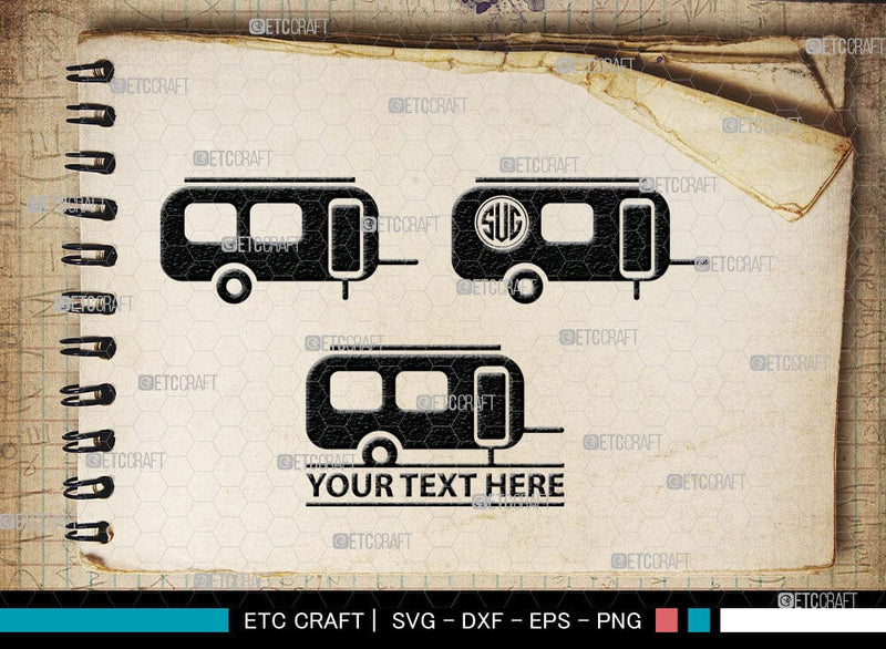 Camper Van Monogram, Camper Van Silhouette, Camper Van SVG, Travel Van ...