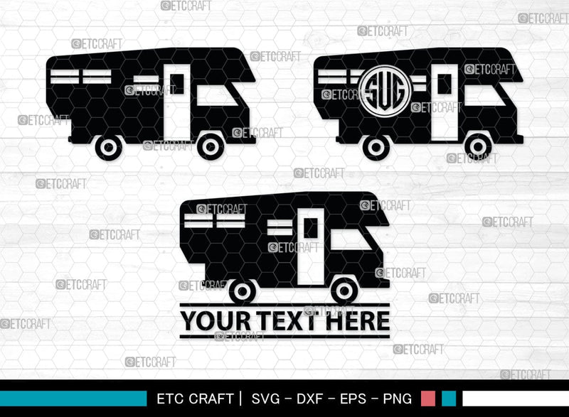 Camper Van Monogram, Camper Van Silhouette, Camper Van SVG, Travel Van ...