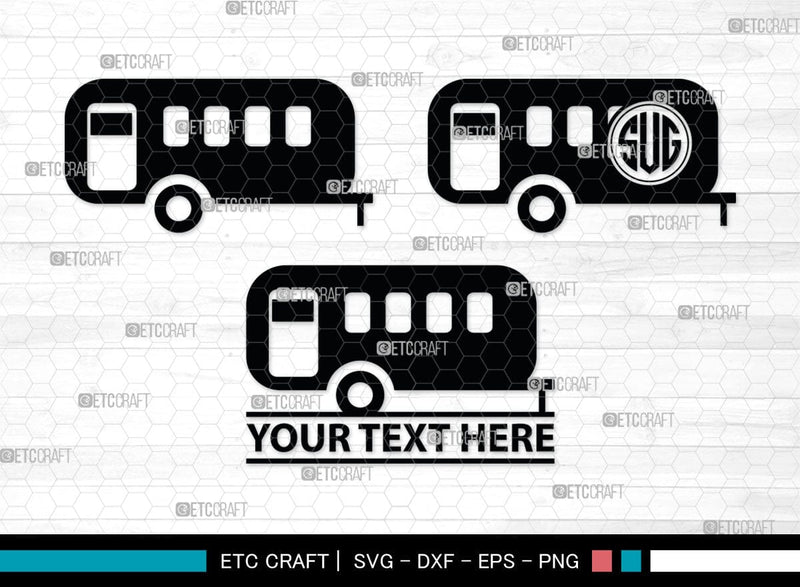 Camper Van Monogram, Camper Van Silhouette, Camper Van SVG, Travel Van ...