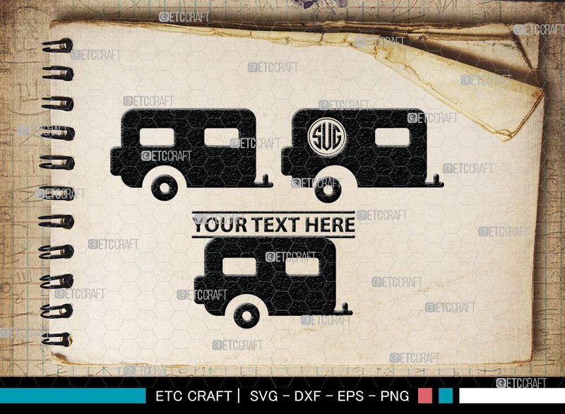 Camper Van Monogram, Camper Van Silhouette, Camper Van SVG, Travel Van ...