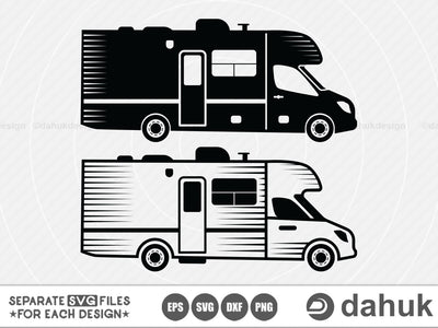 Camper van svg, Class A Motorhome svg, RV Camper, Cut file for silhouette, svg, eps, dxf, png, clipart, cricut design space, vinyl cut files SVG dahukdesign 