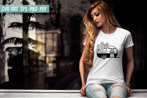 Camper with Flowers SVG | Camping SVG| Camper signs SVG SVG Irina Ostapenko 