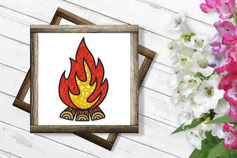 Campfire SVG, 3D Layered Bonfire SVG, Camping SVG. 3D Paper Elinorka 