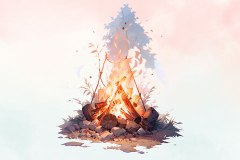 Campfire Watercolor sublimation Clipart Bundle, Summer, camp Sublimation FloridPrintables 