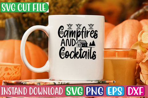 Campfires and Cocktails SVG Cut File SVGs, Quotes and Sayings, Food & Drink, Holiday,On Sale, SVG Studio Innate 