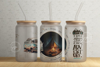 Camping 16oz Libbey Glass Can Tumbler Design PNG, Camp Fire Tumbler Wrap Png, Adventure Tumbler Design, Camper Tumbler, Camping Affirmations Sublimation Syre Digital Creations 
