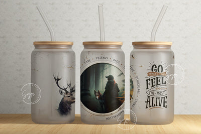Camping 16oz Libbey Glass Can Tumbler Design PNG, Hunting Tumbler Wrap, Adventure Tumbler Wrap, Trekking Tumbler, Camping Affirmations Sublimation Syre Digital Creations 