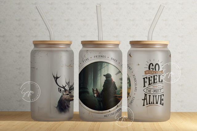 Camping 16oz Libbey Glass Can Tumbler Design PNG, Hunting Tumbler Wrap, Adventure Tumbler Wrap, Trekking Tumbler, Camping Affirmations Sublimation Syre Digital Creations 
