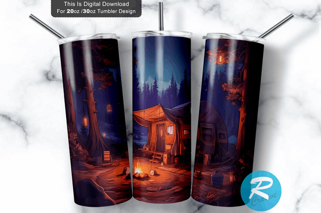 Camping 20 oz / 30 oz Skinny Tumbler Sublimation Regulrcrative 