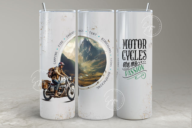 Camping 20 oz Skinny Tumbler Sublimation, Bike Rider Tumbler Wrap Png, Adventure Tumbler Design, Camper Tumbler, Camping Affirmations Sublimation Syre Digital Creations 