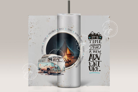 Camping 20 oz Skinny Tumbler Sublimation, Camp Fire Tumbler Wrap Png, Adventure Tumbler Design, Camper Tumbler, Camping Affirmations Sublimation Syre Digital Creations 