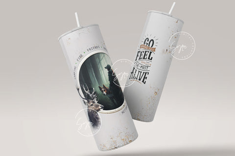 Camping 20 oz Skinny Tumbler Sublimation, Deer Tumbler, Hunting Tumbler Wrap Png, Adventure Tumbler Design, Trekking Tumbler Design, Go Where You Feel The Most Alive Sublimation Syre Digital Creations 